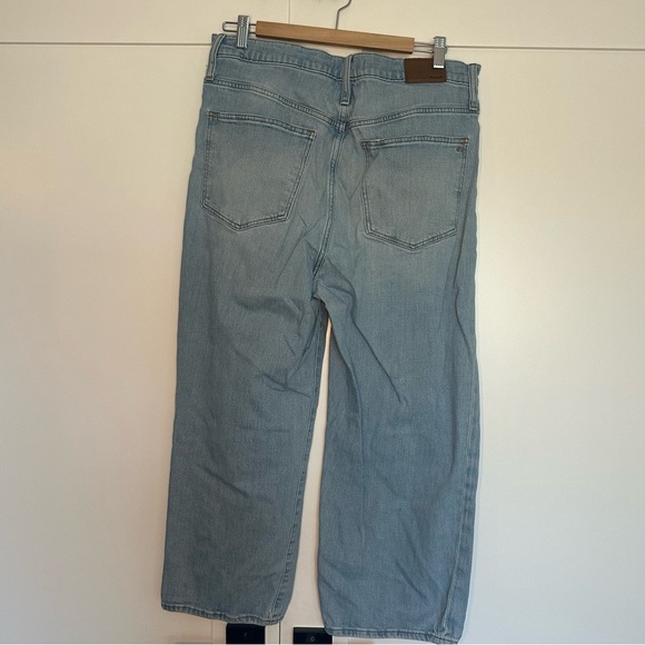 Madewell Slim Wide Leg Crop Jeans 32 14 light wash high rise stretch straight - Picture 8 of 16